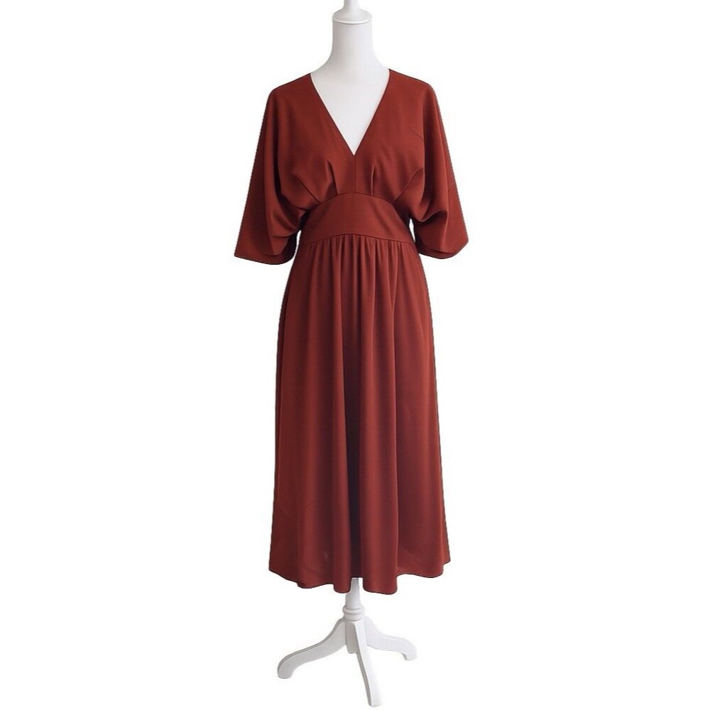 Alexia Admor 6 August Draped Fit & Flare Midi Copper Brown Rust Dress